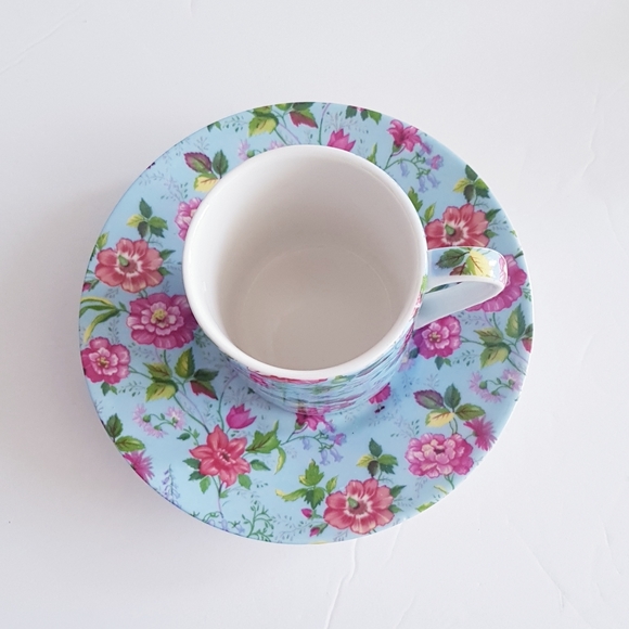 Kitchen 22 Set Of 2 Espresso Floral Cups Saucers Poshmark